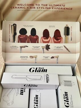 Shark Glam Women’s Hair Styling Set – White and Gold Accents